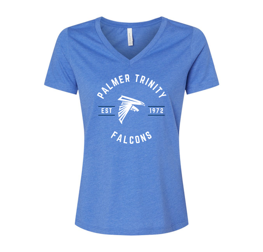 Palmer Trinity Falcons Blue V-Neck T-Shirt