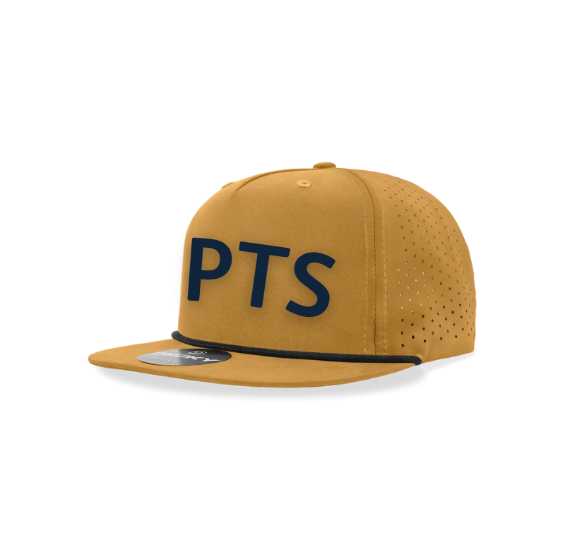 "PTS" 5 Panel Perforated Cap, Gold/Black