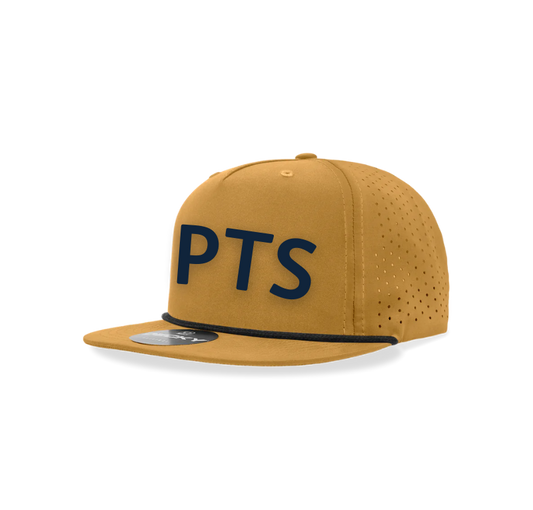 "PTS" 5 Panel Perforated Cap, Gold/Black